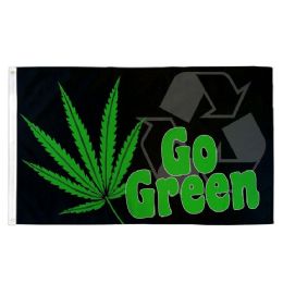 24 pieces 3'x5' Go Green Cannabis/recycle Flag - Signs & Flags