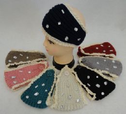 24 of Hand Knitted Ear Band W Antique Lace [assorted Gems]