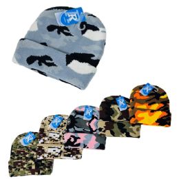 Camo Knitted Cuffed Hat Child Size