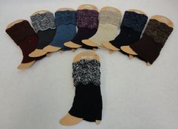 24 pieces Knitted Boot Cuffs [variegated Top/solid Bottom] - Arm & Leg Warmers