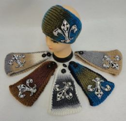 24 of Wide Ear Band [color Fade/rhinestone Fleur De Lis]