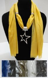 24 pieces Scarf NecklacE-Rhinestone Star 68" - Womens Fashion Scarves