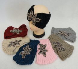 24 pieces Hand Knitted Ear Band [loop With Beaded Applique] - Ear Warmers
