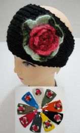 24 pieces Hand Knitted Ear Band W/ Multicolor Flower - Ear Warmers