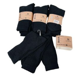 24 pieces 3pr Casual Athletic Crew Socks Black 10-13 - Mens Crew Socks