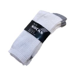 24 pieces 3pr Men's Crew Socks 10-13 [white With Gray Heel/toe] - Mens Crew Socks