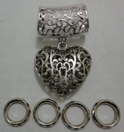 24 pieces Scarf Charm: 3d Scrollwork Heart - Womens Fashion Scarves
