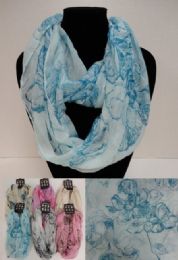 24 pieces Light Weight Infinity Scarf [lg Flowers] - Womens Fashion Scarves
