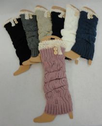 24 pieces Knitted Leg Warmers [antique Lace/2 Buttons] - Arm & Leg Warmers