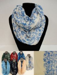 24 pieces ExtrA-Wide Light Weight Infinity Scarf [two Tone Floral - Womens Fashion Scarves