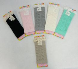 24 pieces Knitted Boot Cuffs Pastel [antique LacE-2 Buttons] - Arm & Leg Warmers