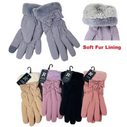 24 pieces Ladies PlusH-Lined Touch Screen Fashion Gloves [bow Accent] - Ski Gloves