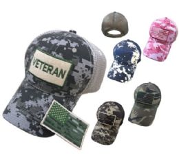 36 of Detachable Patch Hat/flag 100% Cotton Camo Mesh [veteran]