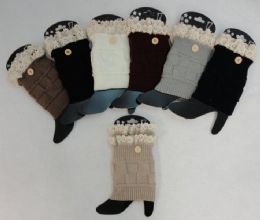 24 pieces Knitted Boot Cuffs [1 ButtoN-Antique Lace] - Arm & Leg Warmers
