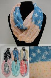 24 pieces Light Weight Infinity ScarF-Polka Dots/stars - Womens Fashion Scarves