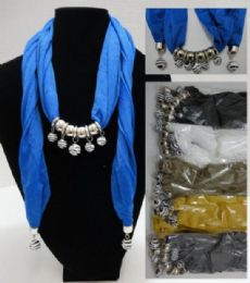 24 pieces Scarf NecklacE-Zebra Print Beads [sheer Scarf]-70" - Womens Fashion Scarves