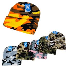 Camo Knitted Cuffed Hat Adult Size