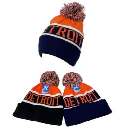 Knitted Hat With Pompom Detroit Wide Stripes