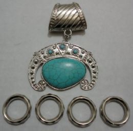 24 pieces Scarf Charm: Turquoise Stone - Womens Fashion Scarves
