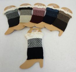 24 pieces Knitted Boot CuffS-Antique Lace [solid Bottom/twO-Tone Top] - Arm & Leg Warmers