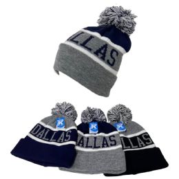 Knitted Hat With Pompom Dallas Wide Stripes