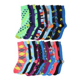 12 pieces Harve Benard 5 Pair Assorted Men's Contemporary Designs Crew Socks - Mens Crew Socks