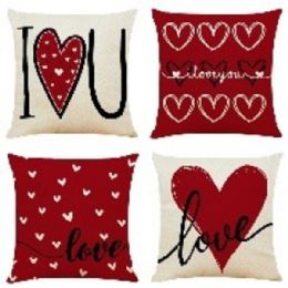 144 pieces Vi Cushion Cover 18 X 18 4 Designs Asst - Valentine Decorations
