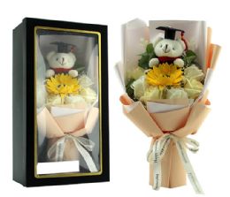 12 Wholesale Graduation Flower Bouquet With Bear In Box And Bag