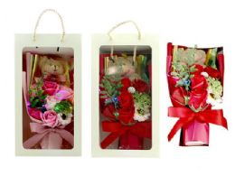 12 pieces of Graduation Soap Flower With Bear And Led 2 Colors Asst.