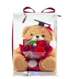12 Wholesale Graduation Flower With Bear  Soap  With Light And Pvc Box