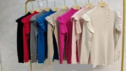 24 of Women's Knitted Cashmere Ruffle Sleeves S/M