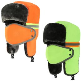 24 Pieces Men's Safety Winter Trooper Cap Fur Lined - Winter Helmet Hats