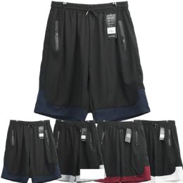 24 Pieces Men's Shorts Athletic Wear Two Tone Assorted Color L/xl - Mens Shorts