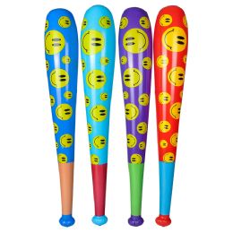 144 pieces 42 Inch Smiley Face Baseball Bat Inflate - Inflatables