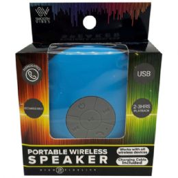 6 pieces Waterproof Portable Wireless Speaker With Attached Strap In Assorted Colors - Speakers and Microphones