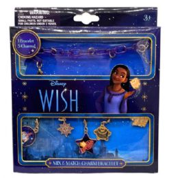 18 pieces Disney Wish 6 Piece Jewelry Box Set With Charm Bracelet And Charms - Key Chains