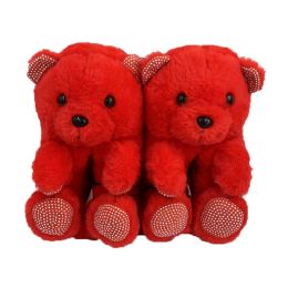 12 of Kids Teddy Slippers Red