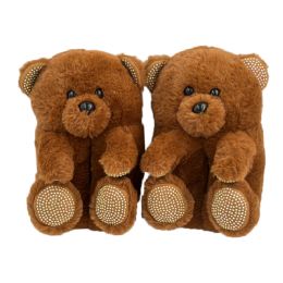 12 of Kids Teddy Slippers Brown