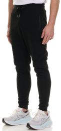 216 Wholesale Mens Cotton Fleece Zipper Jogger Black Assorted Sizes Med To 2x