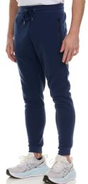 72 Pieces Mens Cotton Fleece Zipper Jogger Navy Assorted Sizes Med To 2x - Mens Sweatpants