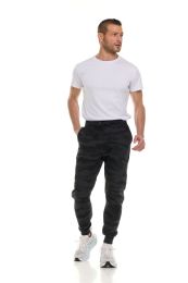 24 Pieces Black Camo Printed Fleece Lined Jogger Size L - Mens Sweatpants