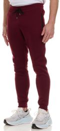 108 Pieces Mens Cotton Fleece Zipper Jogger Burgundy Assorted Sizes Med To 2x - Mens Sweatpants