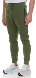 72 Pieces Mens Cotton Fleece Zipper Jogger Army Green Assorted Sizes Med To 2x - Mens Sweatpants