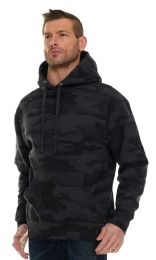 48 Pieces Cotton Fleece Hooded Black Camo Printed Kangaroo Pocket Hoodie Size XL - Mens Sweat Shirt