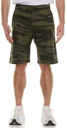 Mens Green Camo Fleece Shorts With Side Pockets Size S