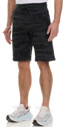 Mens Black Camo Fleece Shorts With Side Pockets Size S