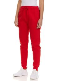 144 Pieces Womens Fleece Lined 3 Pocket Jogger Red Size Medium - Womens Sweatpants For Donation