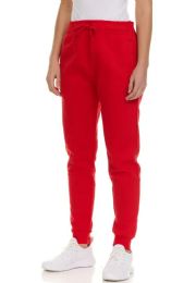 144 Pieces Womens Fleece Lined 3 Pocket Jogger Red Size Large - Womens Sweatpants For Donation
