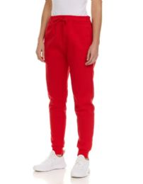144 Pieces Womens Fleece Lined 3 Pocket Jogger Red Size X-Large - Womens Sweatpants For Donation