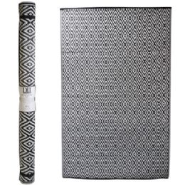 Outdoor Rug 4x6 Diamond Marquise Black Woven Polypropylene Reversible - Mats